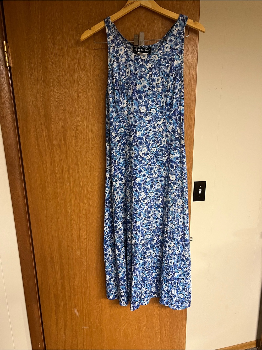 All That Jazz Beautiful Blue Floral A-Line Maxi Dress with Tie Back
